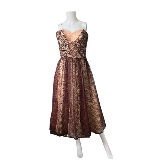 Vintage Dresses & Skirts - Vintage 50s Floral Lace Dress Fit & Flare Pin Up Prom Party Tea Dress Cupcake